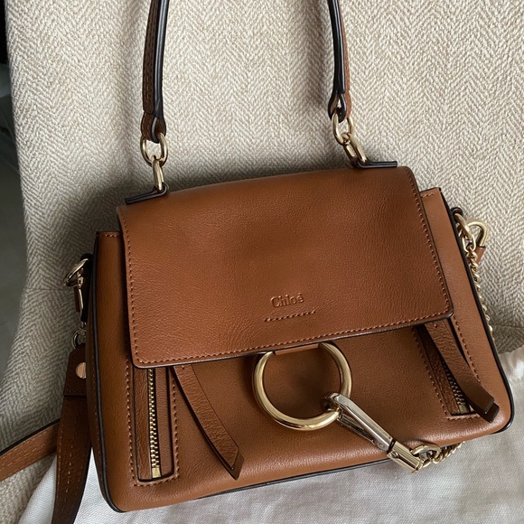Chloe Faye Day Mini, Tan Brown Leather Crossbody Bag, Amazing Condition - Picture 6 of 16